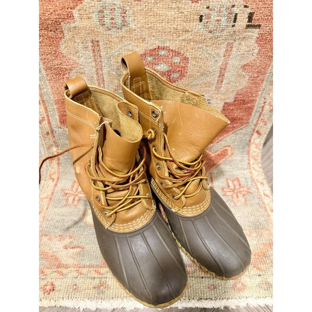 Vintage L.L.Bean Men’s US 10 C Duck Boots Water Resistant Leather/Rubber Brown
